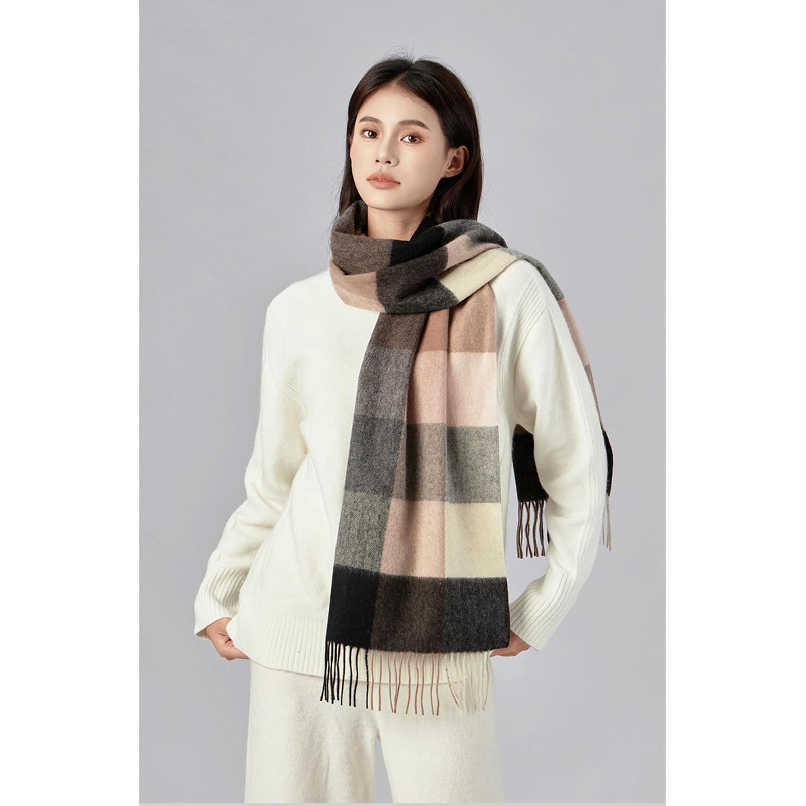 Sciarpa Donna Sciarpa da Donna Scialle di Lana Sciarpa Scozzese Calda E Morbida da Uomo E da Donna Regalo da Uomo E da Donna 180 * 30 Cm-Claret