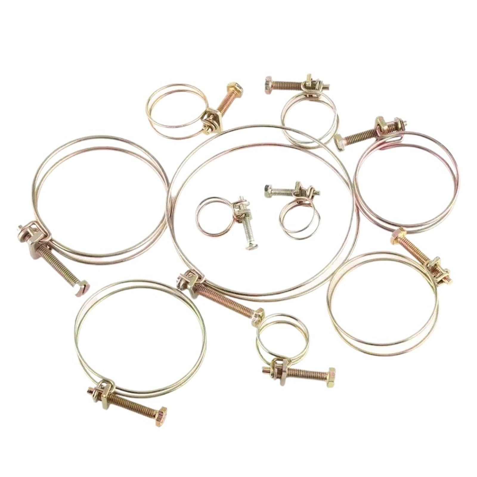 Hqycl One Color 10Pcs/Set Hose Clamps Adjustable Pipe Clamps Double Wire Hose Clip Clamps For Woodworking Hoop Plumbing Fastener Hardware 16-100Mm(57Mm)
