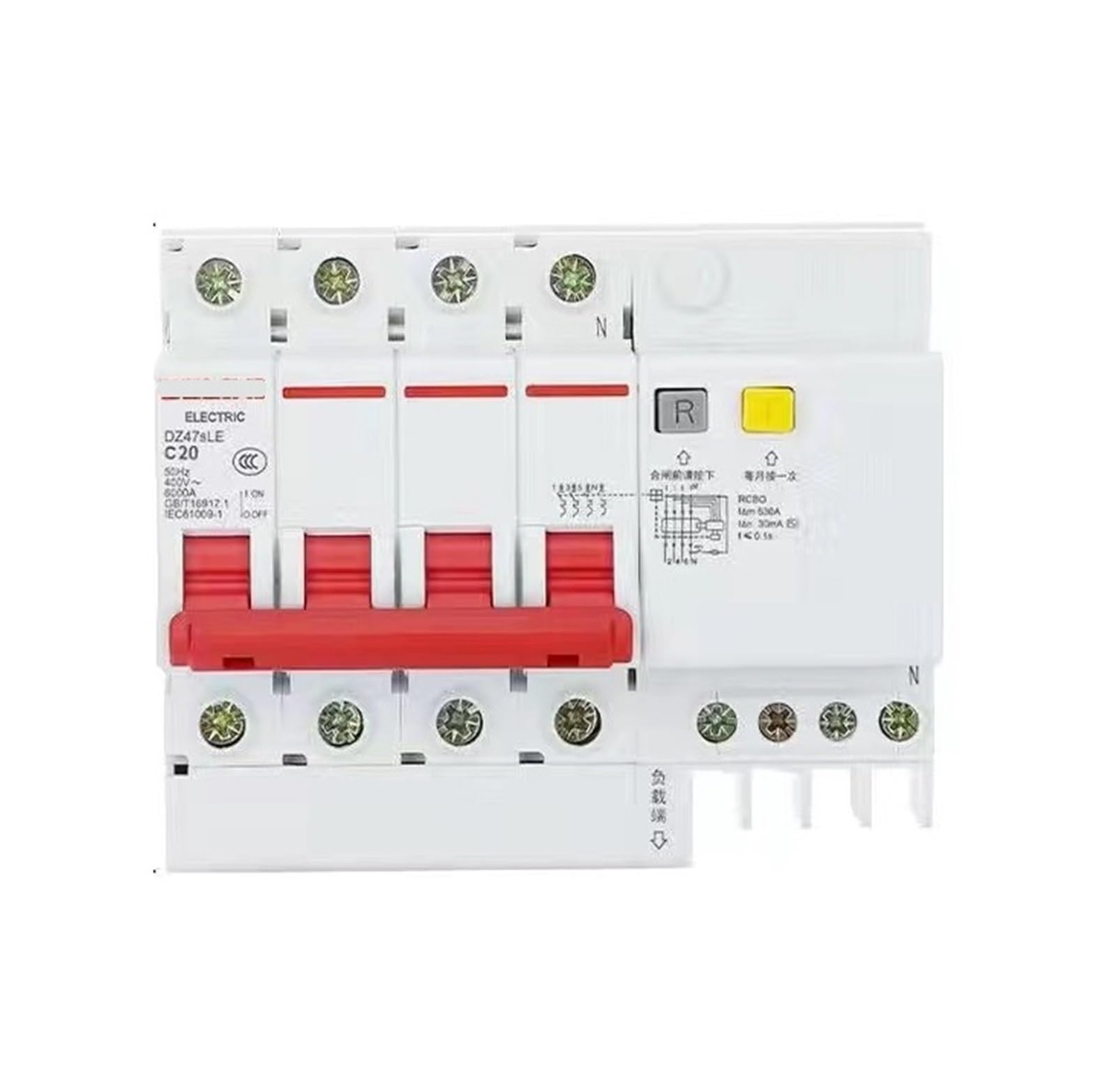 VSPPJYFG Leakage Protection Circuit Breaker 4P air Switch with Leakage Protection 32A 20A 40A 63A(DZ47SLE4PC20A)