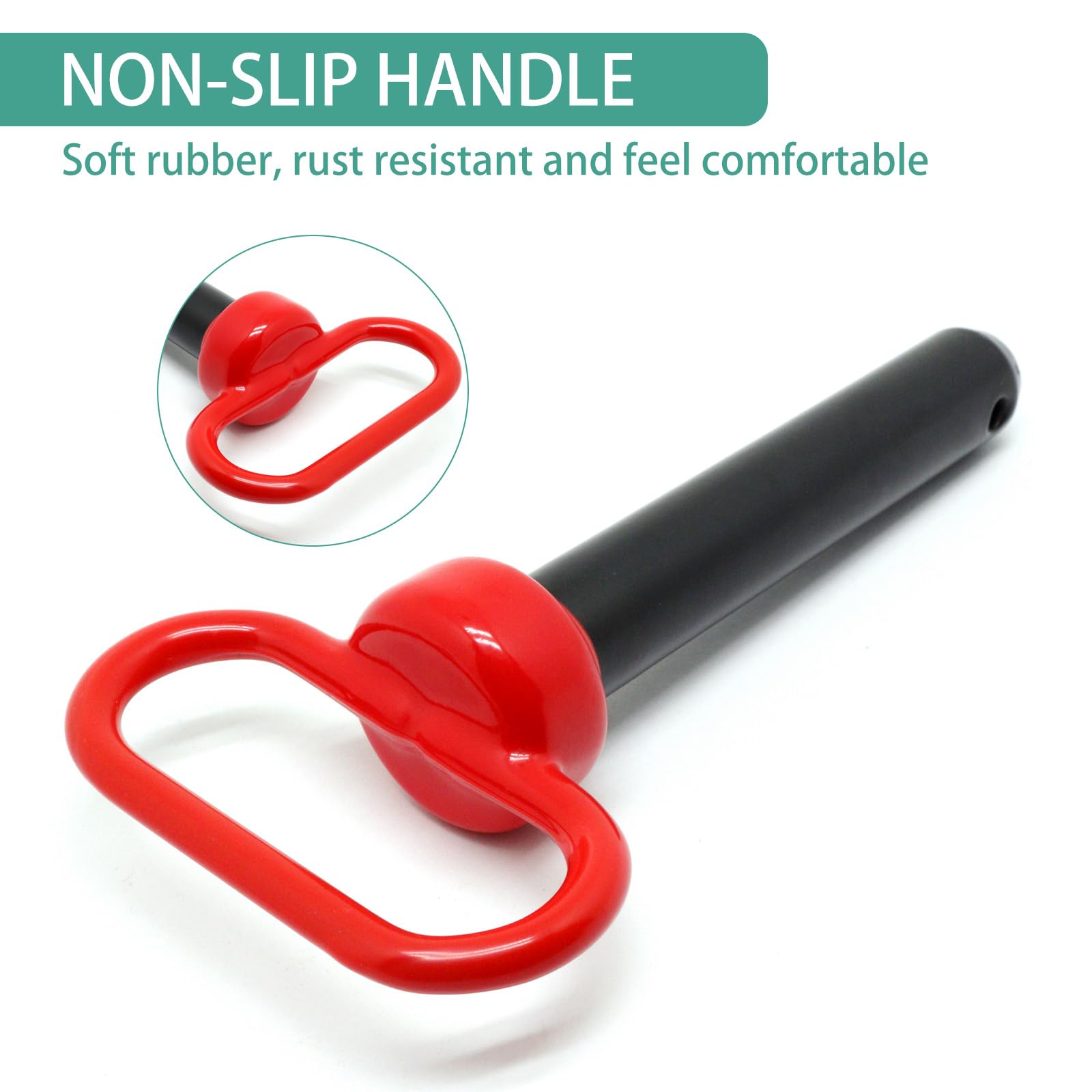 Pasador de enganche de 7/8 x 4-1/2 pulgadas, 2 pasadores de enganche de remolque, pasador y clip de enganche de remolque de tractor, mango rojo, pasador de puerta de remolque, pasadores de