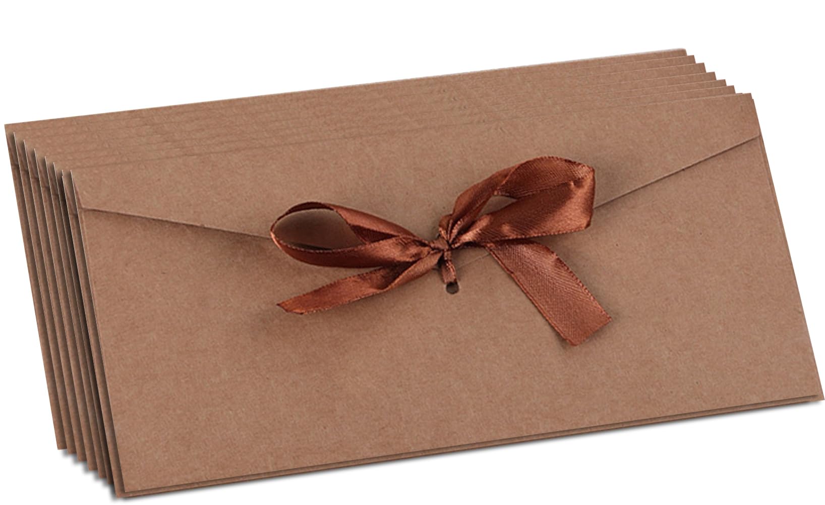 Lot De 10 Enveloppes Vintage En Papier Kraft Avec Nœud En Ruban Pour Mariage, Remise De Diplôme - 24 X 18 Cm