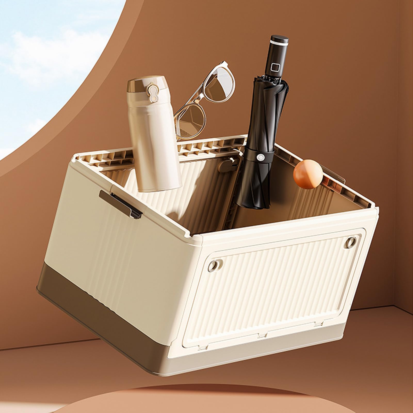 Caja de almacenamiento plegable, para contenedor de almacenamiento con ruedas y tapa, material PP duradero, diseño apilable, con asa para ropa, libros, zapatos, (S 100x40x0,3