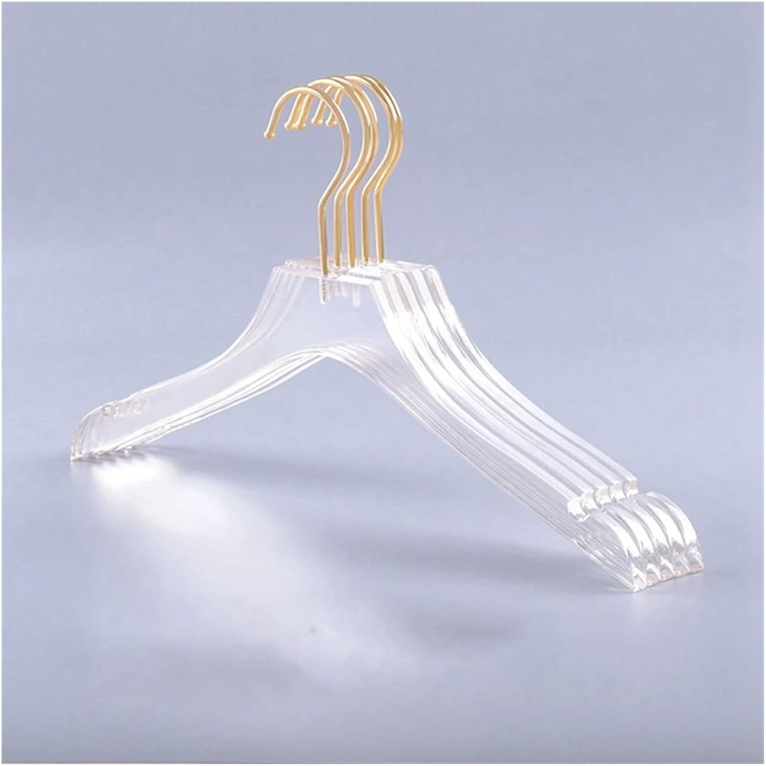 10 Pcs Clear Clothes Hangers with Gold Hook Transparent Shirts Dress Coat Hanger with Notches for Coats, Jackets,Suits