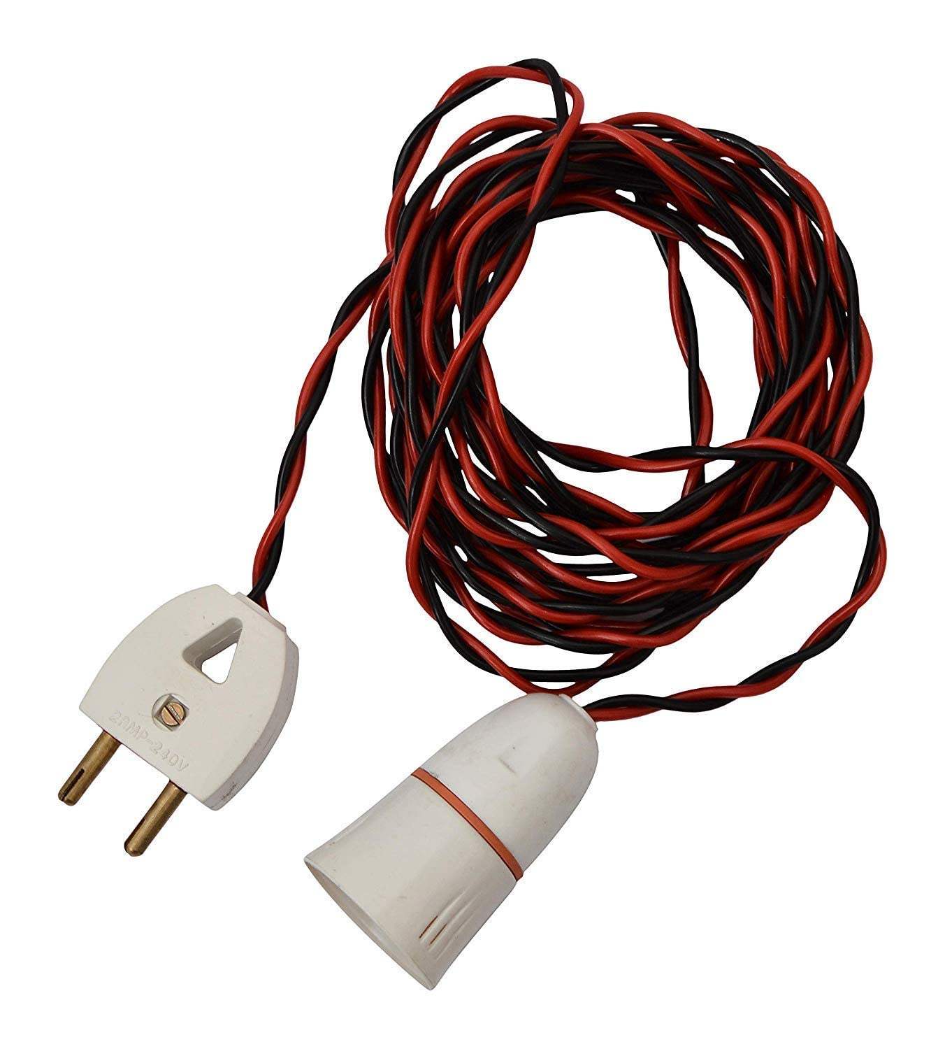 Agastriya Safe-Ex Bulb Holder with Flexible Wire and 2 Pin Plug - Red-Black 15 Meters - Base - B22