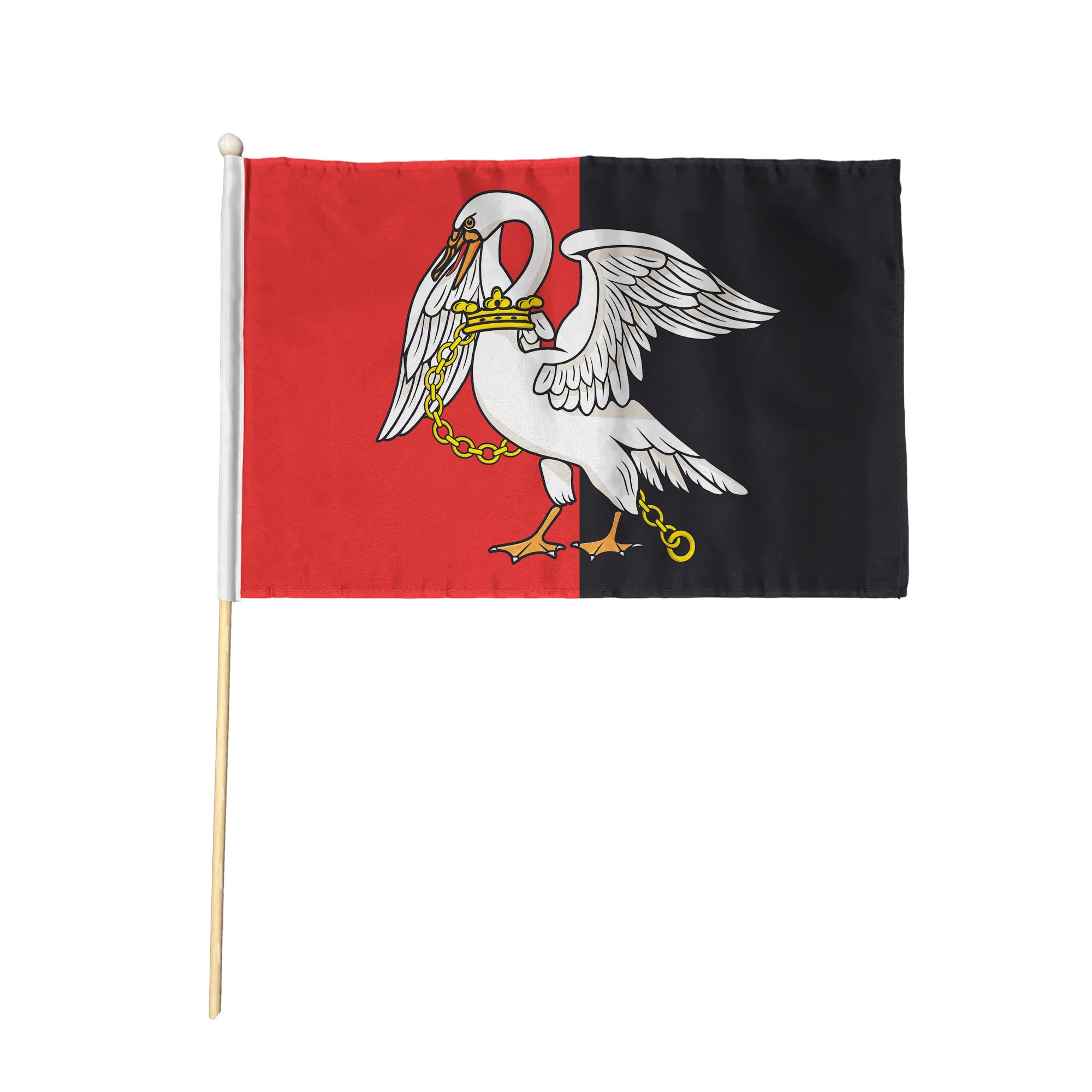 Flagtex Buckinghamshire New Pack of 12 Hand Waving Flag (9x6 Inch) - Premium Wooden Stick Hand Flag 9x6 Inch Natural Wood Pole Bucks County Flag Current Design Events Parades Celebrations