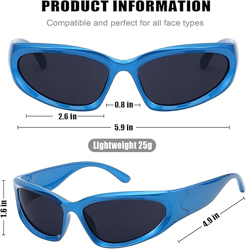 Miniatura 9 de YUNBLL&KO Y2K - Lentes de sol para hombres y mujeres, modernos y envolventes, gafas de sol futuristas