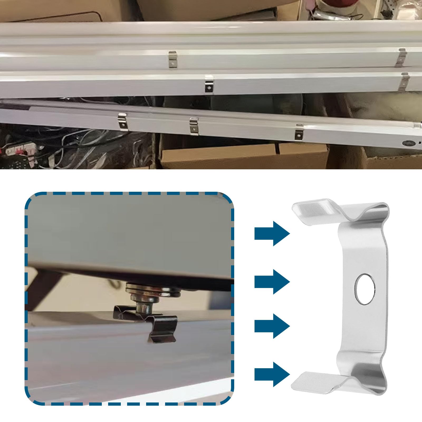 50 Clip Supporto Per Tubi LED T5 Da 26mm - Per Fissare Luci A Soffitto O Parete Con Canali In Alluminio - Foto 3