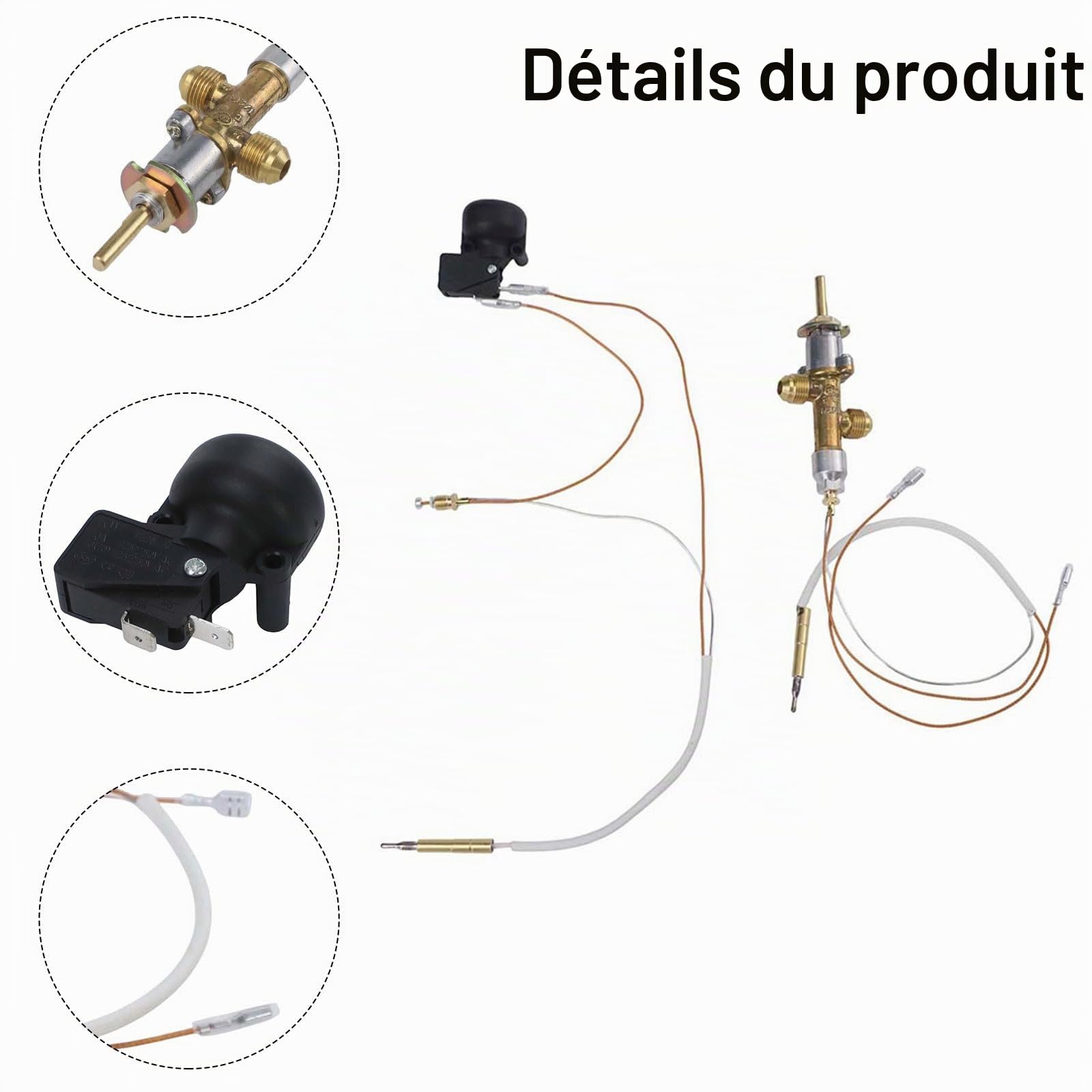 Kit de réparation de sécurité pour chauffage de terrasse à gaz, ensemble de pièces de rechange pour système de chauffage extérieur, avec soupape de commande, interrupteurs d'inclinaison, thermocouples