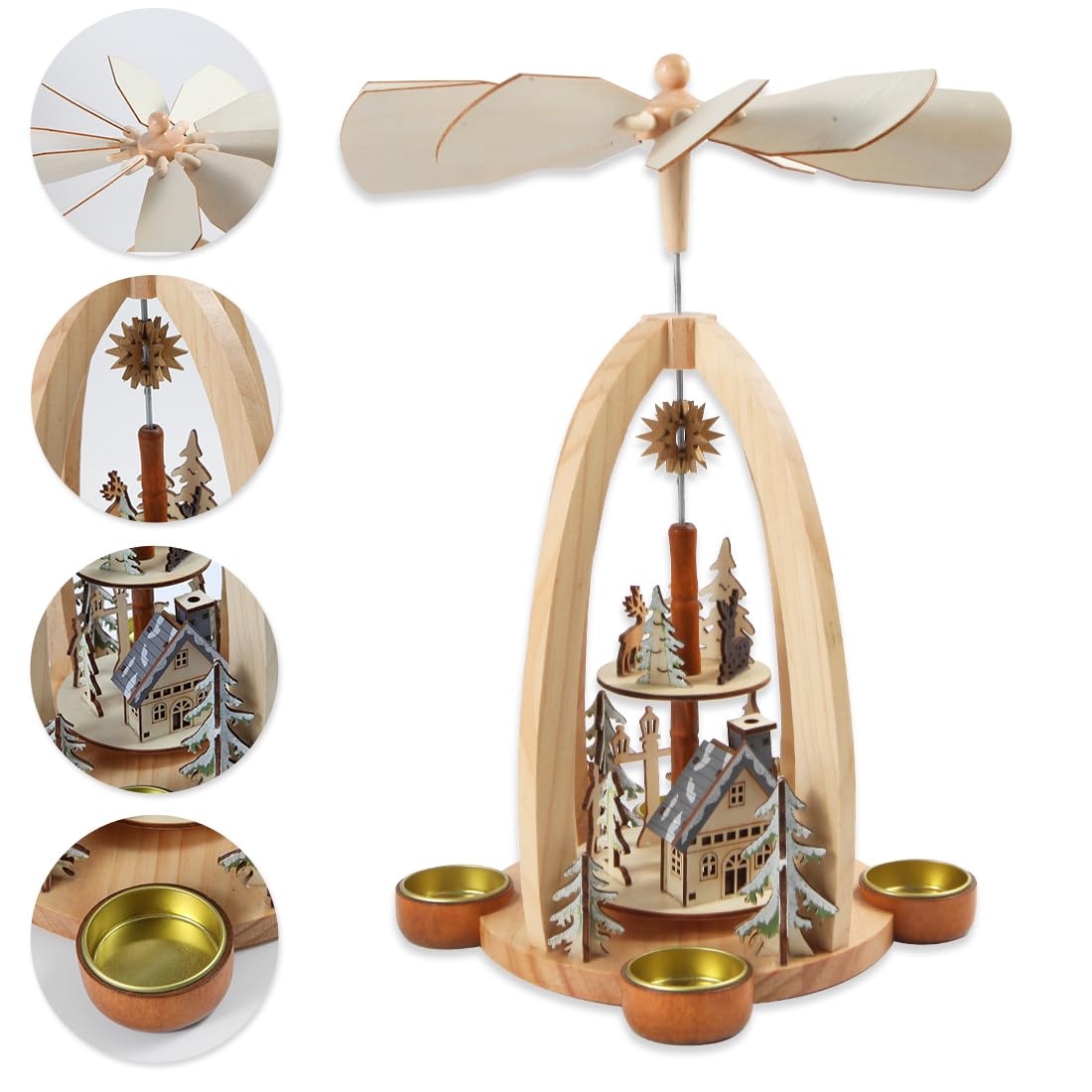 Amazon.co.jp: 14インチ 木製クリスマスピラミッド キャンドルホルダー