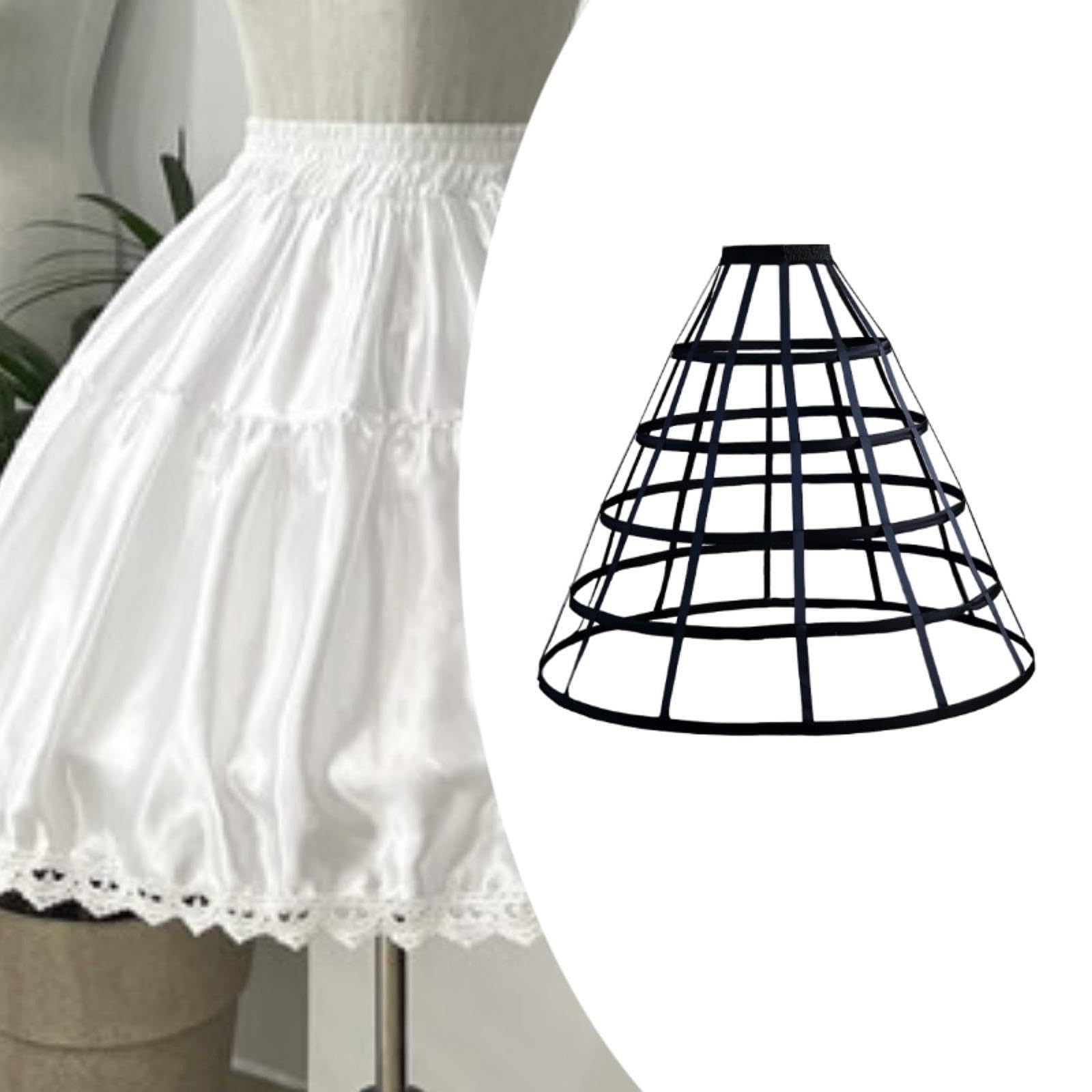 rockible Sottogonna Cerchio Donna Con Ha 5 Anelli per Abiti Da Sposa, Abiti Da Cosplay E Altro Ancora, Lunghezza Gonna 90 Cm, Diametro Inferiore 100 Cm, Circonferenza Vita Regolabile 55 Cm-90 Cm