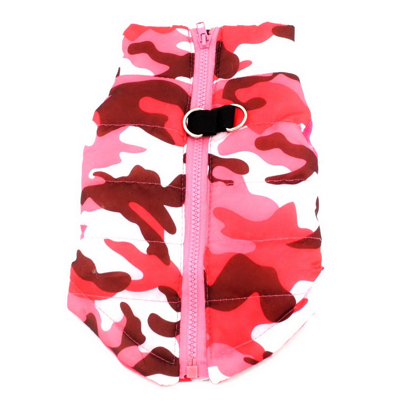 SMALLLEE_LUCKY_STORE Small Dog Cat Winter Coat with D-Ring Puppy Padded Bomber Vest Jacket Harness No Pull Water-Resistant Pet Clothes for Chihuahua Yorkie Pink Camo โ image 1