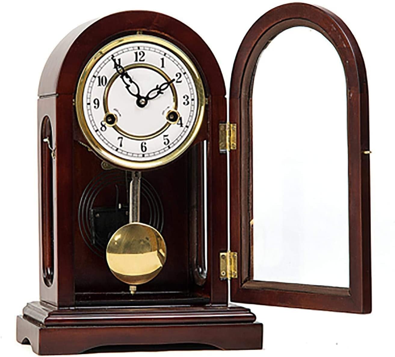 Olid Wood Mantel Clock, Vintage Pendulum Mantle Clock Archaistic Decorative Table