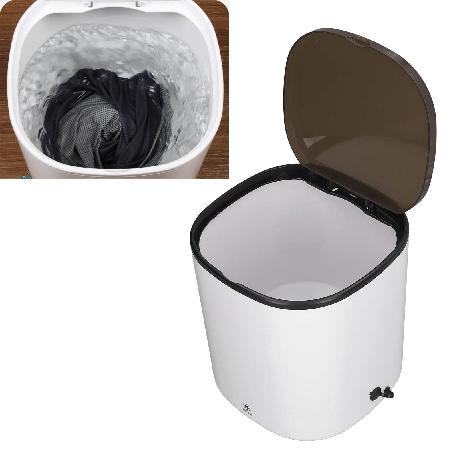 Mini Lavatrice Portatile 4,5 L con Turbo Rotativo Anteriore e Posteriore per Campeggio, Viaggio, Appartamento, Dormitorio, Materiale ABS Bianco 20 X 21 Cm (Presa UE)