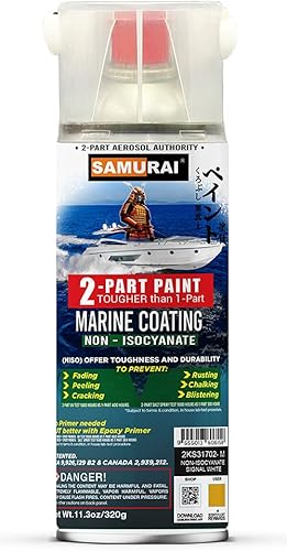 SAMURAI Pintura en aerosol de 2 partes sin isocianato (NISO) para uso marino, 11.3 onzas, resistente a los rayos UV y a la corrosión, NISO (no