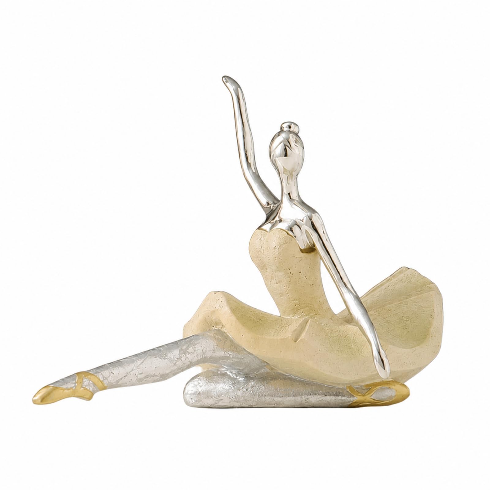 Figura Decorativa | Design Astratto Moderno, Scultura di Danza, Finitura metallizzata Argento, Statuetta di, per Soggiorno, Ufficio, Stile D