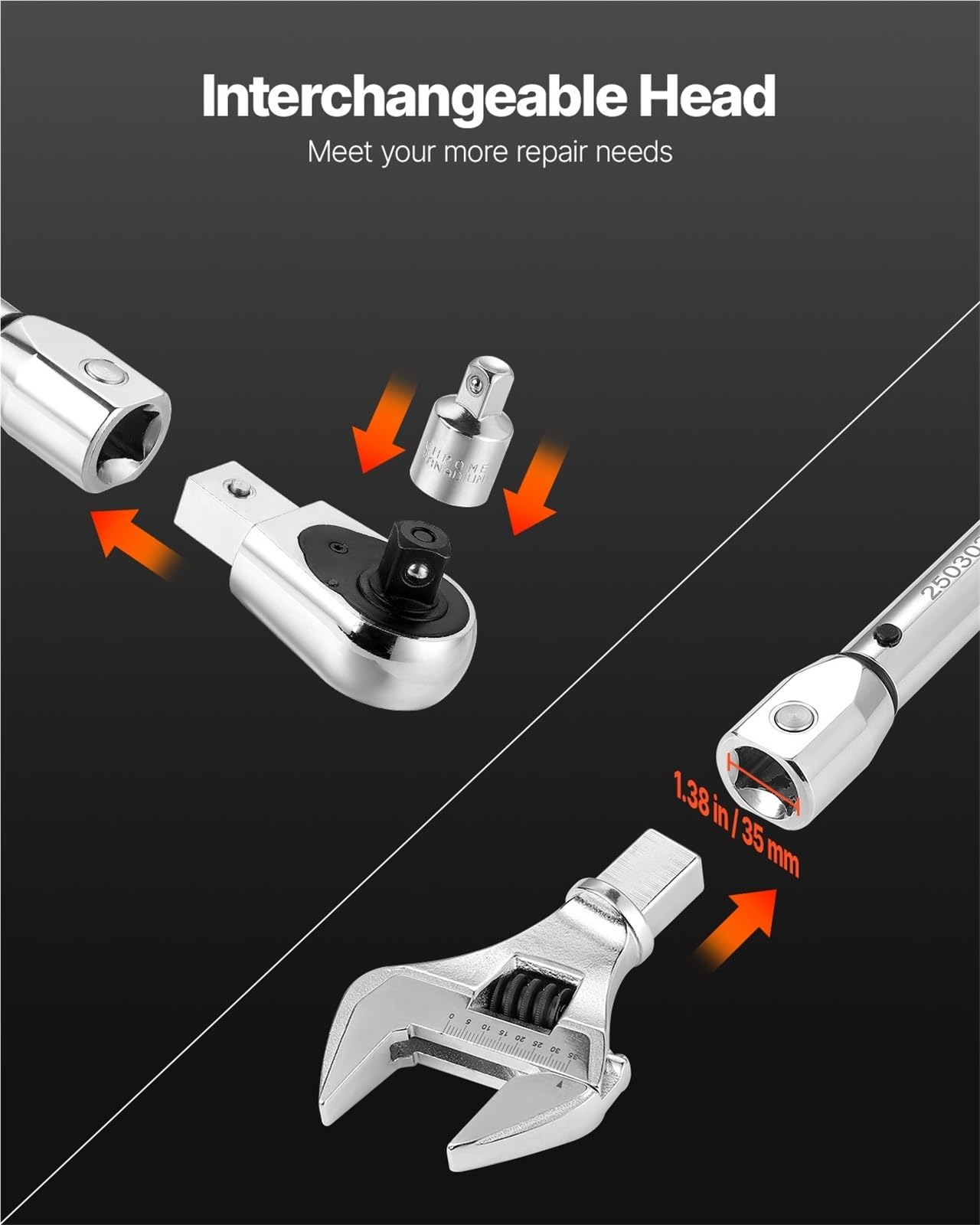 Telescopic Ratchet Regulowany klucz dynamometryczny typu Click Napęd 1/2 cala 20–160 lbf-ft ​​Wagi dwukierunkowe i dwuzakresowe z adapterem klucz dynamometryczny