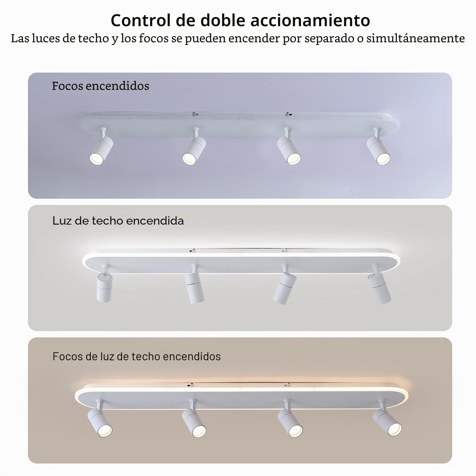 GEADI Plafon LED Techo 110 cm, Lámpara de Techo 4 Focos, 58 W Plafones de Techo Modernos Regulable para Salón, Dormitorio, Cocina, Comedor, Pasillo