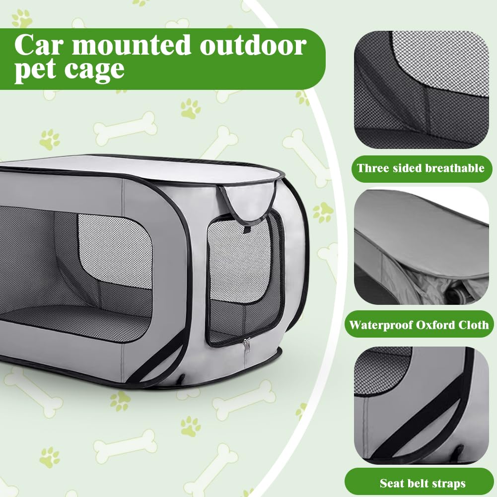Trasportino per cani pieghevole, 92 x 52 x 52 cm, doppia porta pop-up, in tessuto Oxford, traspirante, robusto, trasportino per cani e gatti fino a 29,5 kg (grigio)