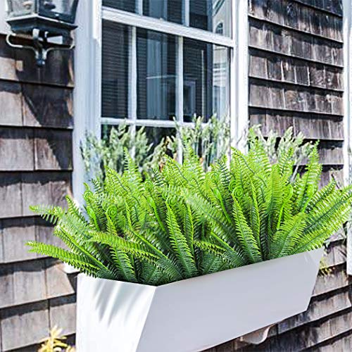 4pcs Artificial Fake Boston Fern Plants Bushes Artificial Ferns Outdoor UV Resistant Plant Shrubs Greenery for House Plastic Office Garden Indoor Decor - Thumbnail 2
