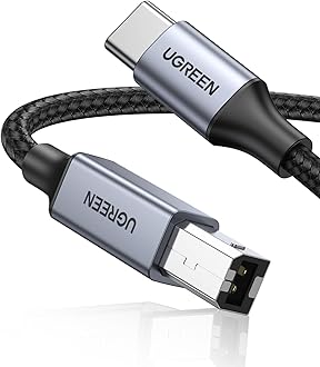 UGREEN USB B to USB C Printer Cable, Type B 2.0 Braided Data Lead for HP/Epson/Canon Printer, Scanner, Compatible with MacBook Pro, iMac, XPS, Acer, ASUS Laptops (3M)