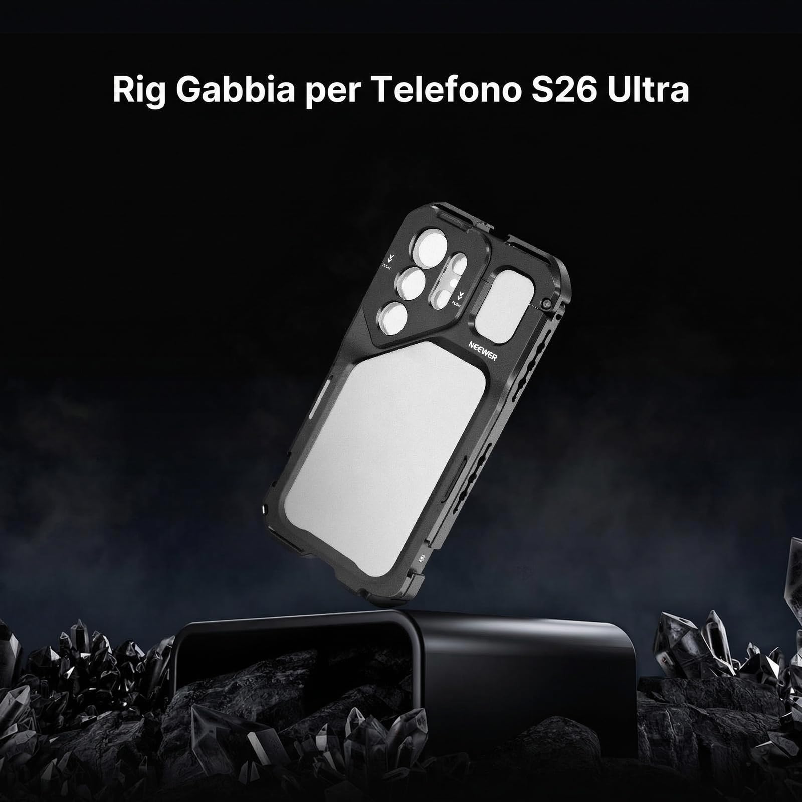 NEEWER S26 Ultra Phone Cage, Kit Stabilizzatore Rig per Video Vlog Mobile con 3 Backplate per Filtro 67mm, Obiettivo Telefono 17mm e Lente T Mount, Solo Compatibile con Samsung Galaxy S26 Ultra, PA182