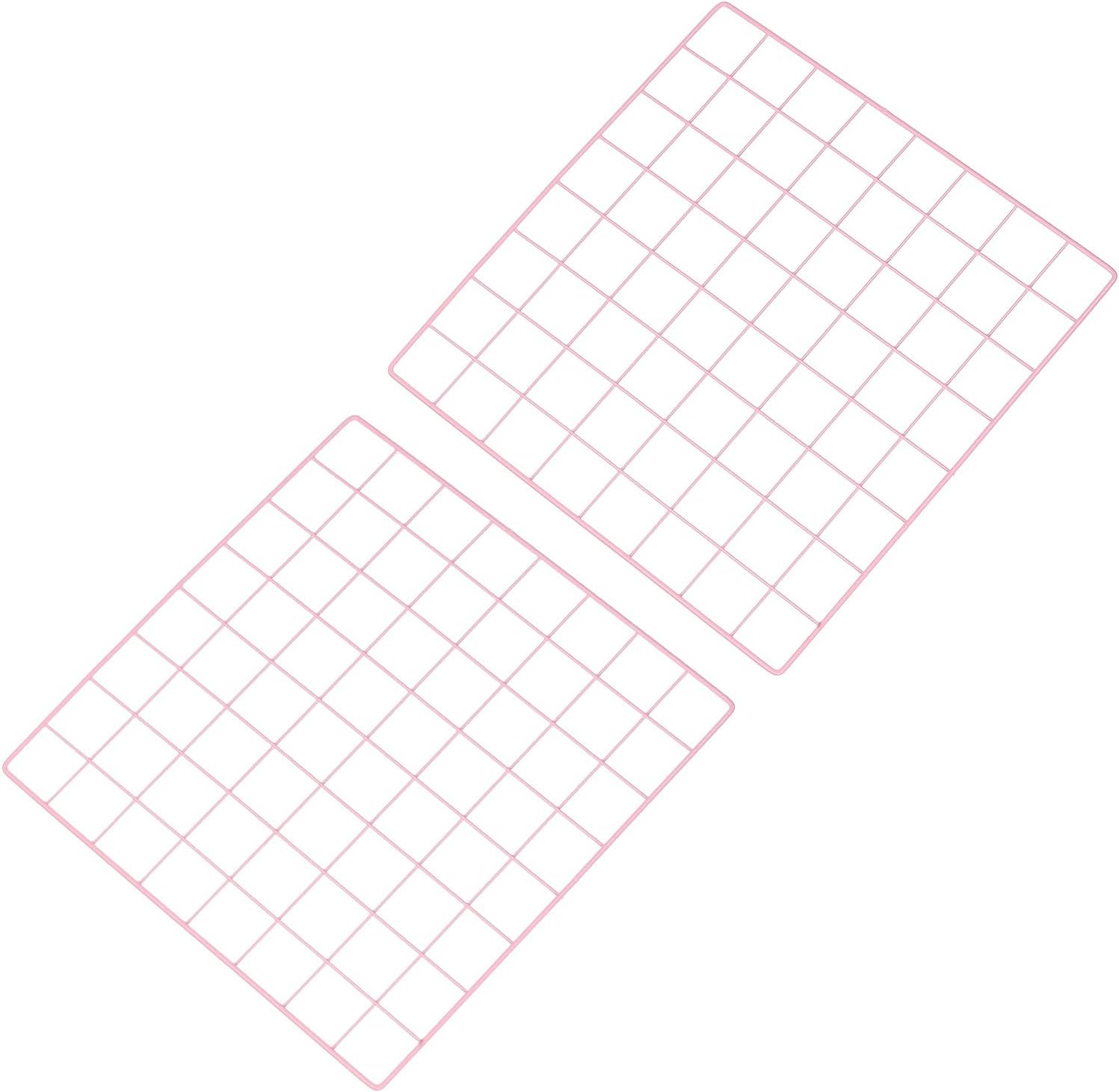 PATIKIL 16"x16" Wire Grid Panel, 2 Pack Board Photo Pictures Memo Display Grid Panels Hanging Organizer Wall Decorative Panel for Home Office Wedding, Pink