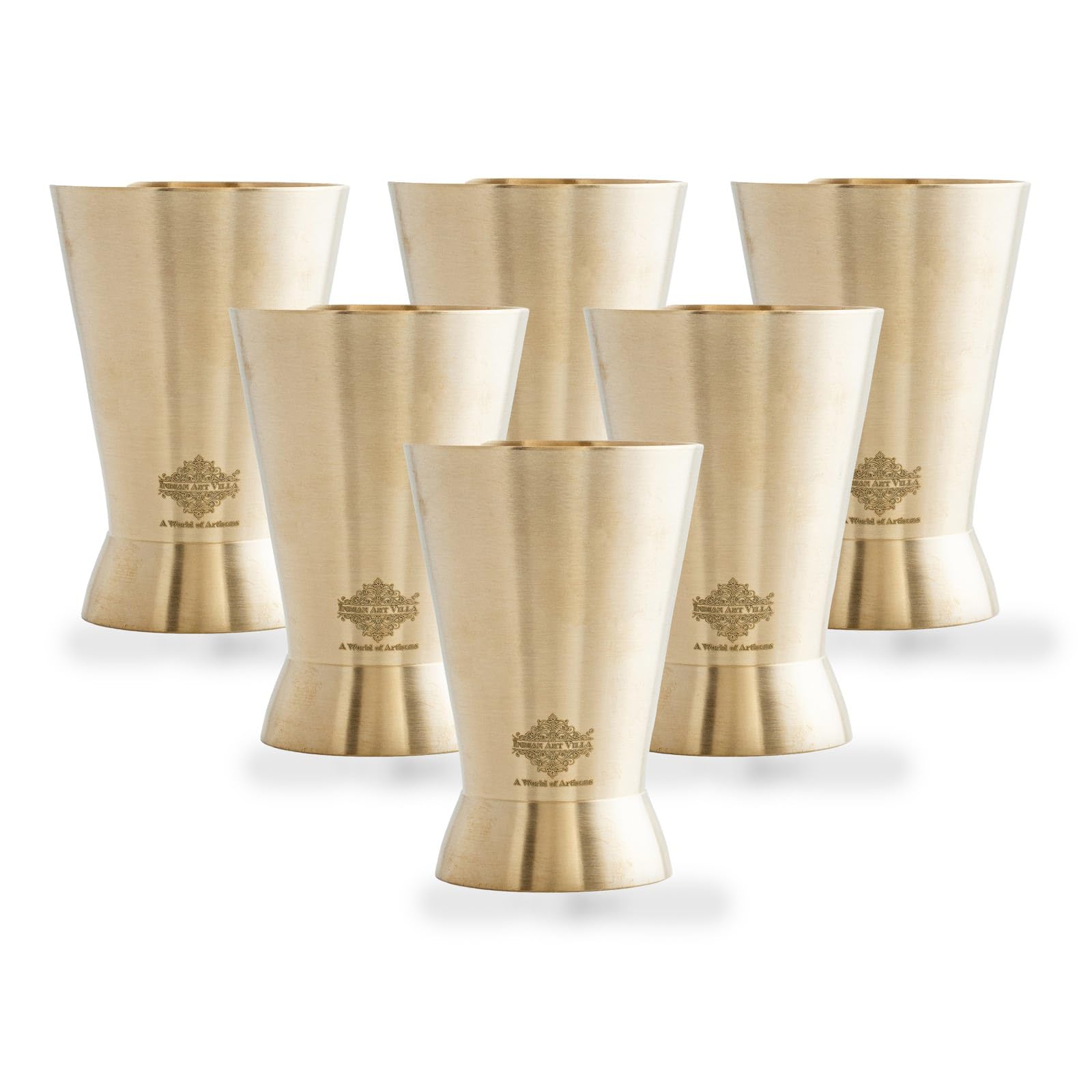 Indian Art Villa Brass Rugail Glass 8 Oz Matte Finish Handcrafted Brass Tumbler for Serving Wate Traditional Indian