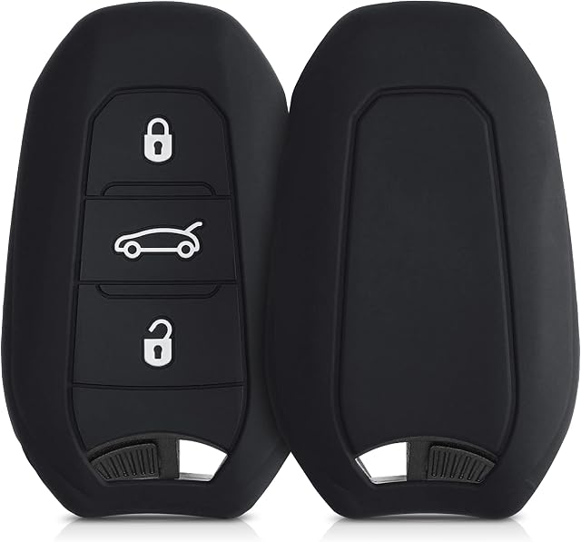 kwmobile pokrowiec na kluczyki samochodowe kompatybilny z Peugeot Citroen 3 przyciskami kluczyk samochodowy Smart Key (tylko Keyless Go) - silikonowy pokrowiec ochronny na klucze - czarny