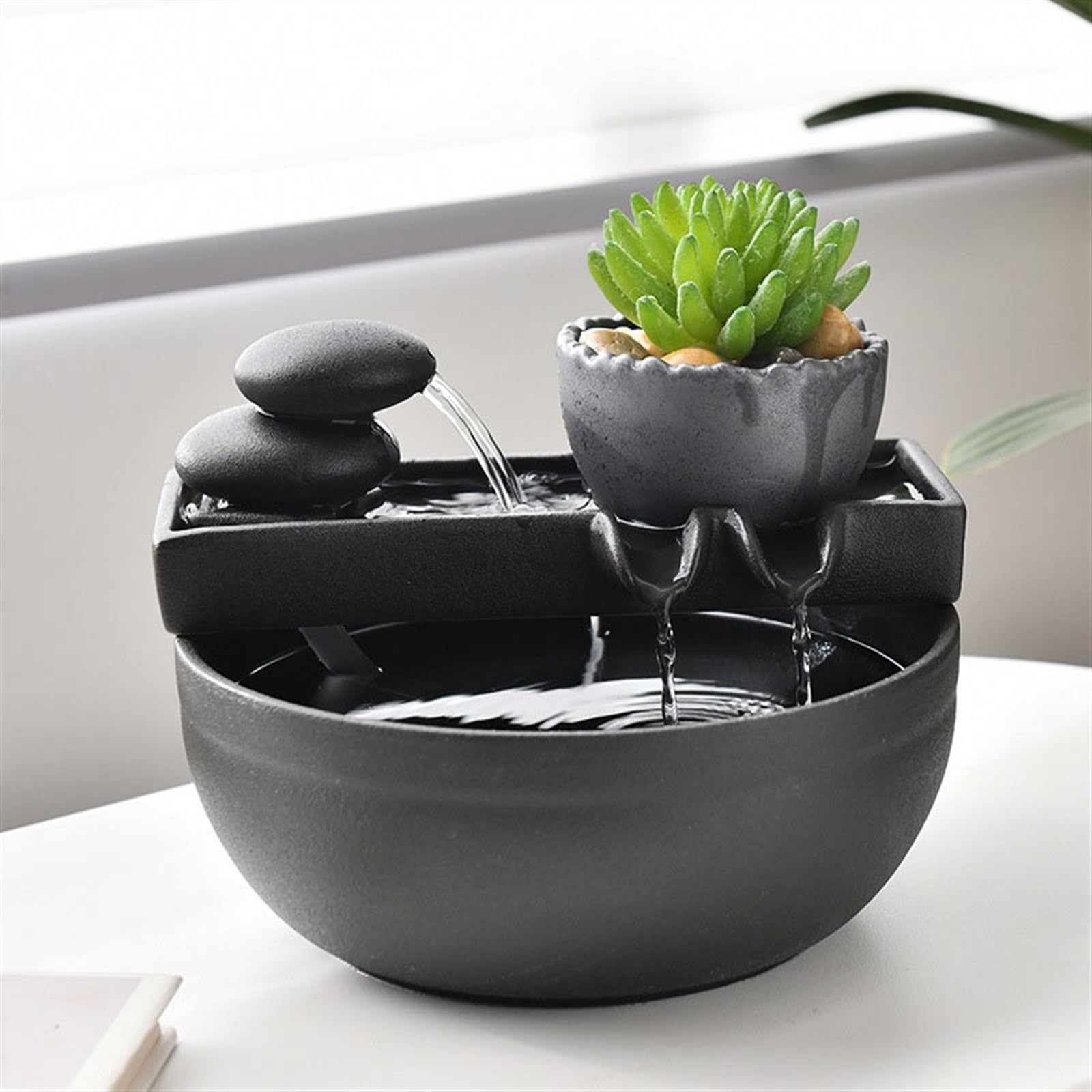 Fontanny stołowe dom salon szafka pod telewizor herbaciarnia książka dekoracje biurka mała ceramiczna Feng Shui fontanna ozdoby relaksacyjne fontanny