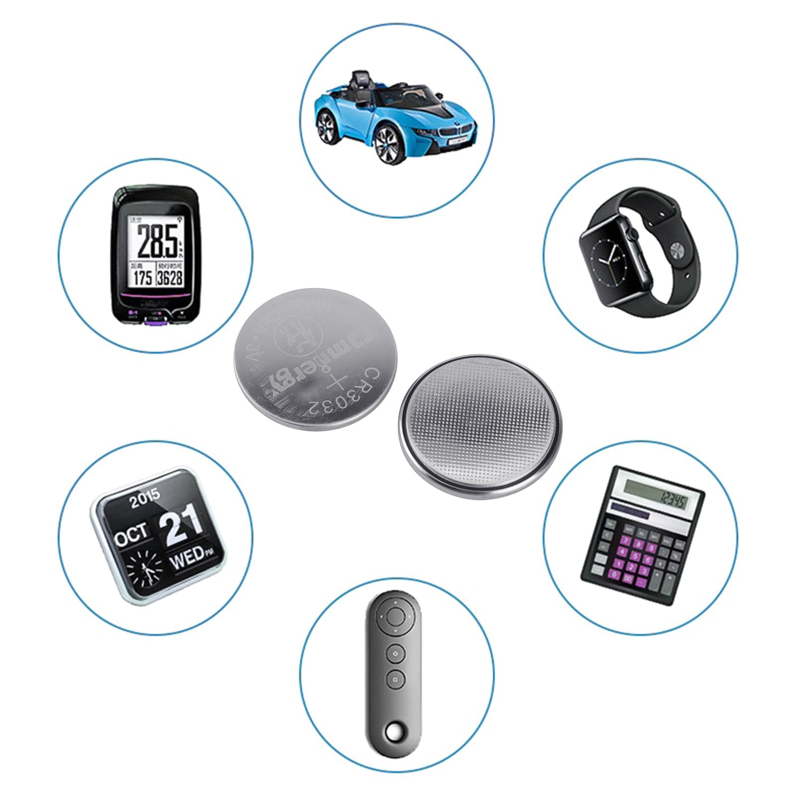 Qsvbeeqj 10/20/30Pcs Replacement Button Battery 3V CR3032 Cell Coin Lithium Batteries Watch Computer LED Light Electronic Professional Electrician