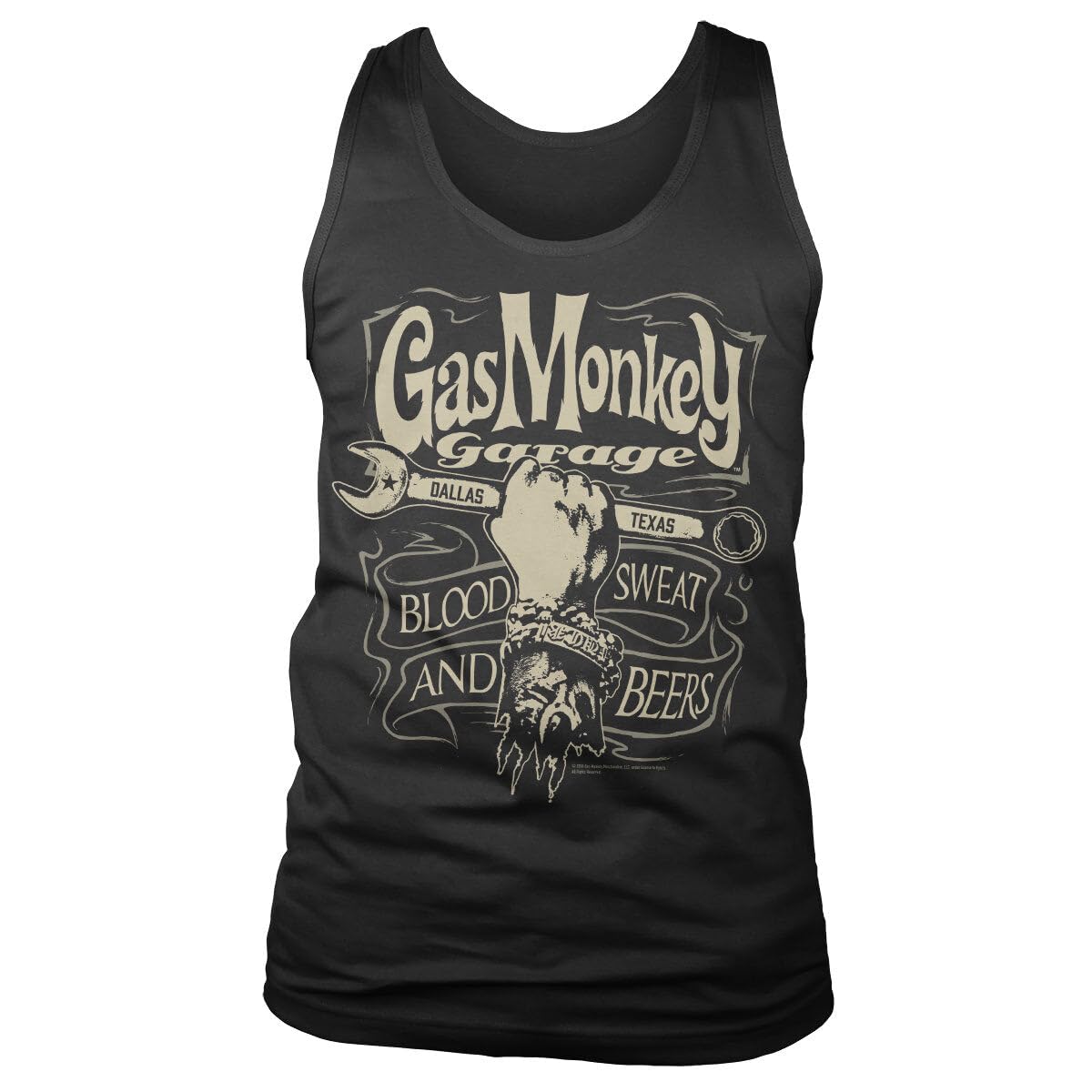 Gas Monkey Garage Unisex Black Officially Licensed Wrench Label Mens Tank Top Vest (Black), XX-Large