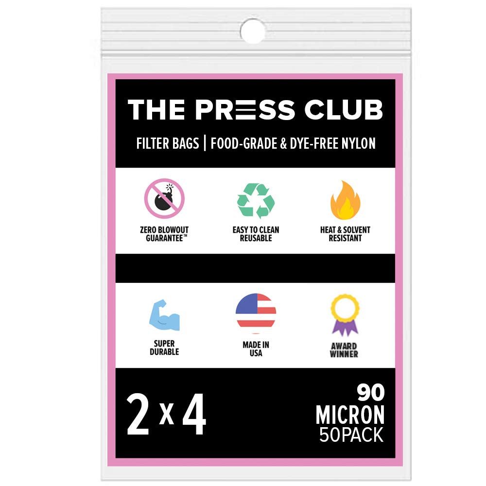The Press Club 90 Micron Rosin Tea Bag Filter 90 Micron 2 by 4 inch 50 Pack Zero Blowout Guarantee