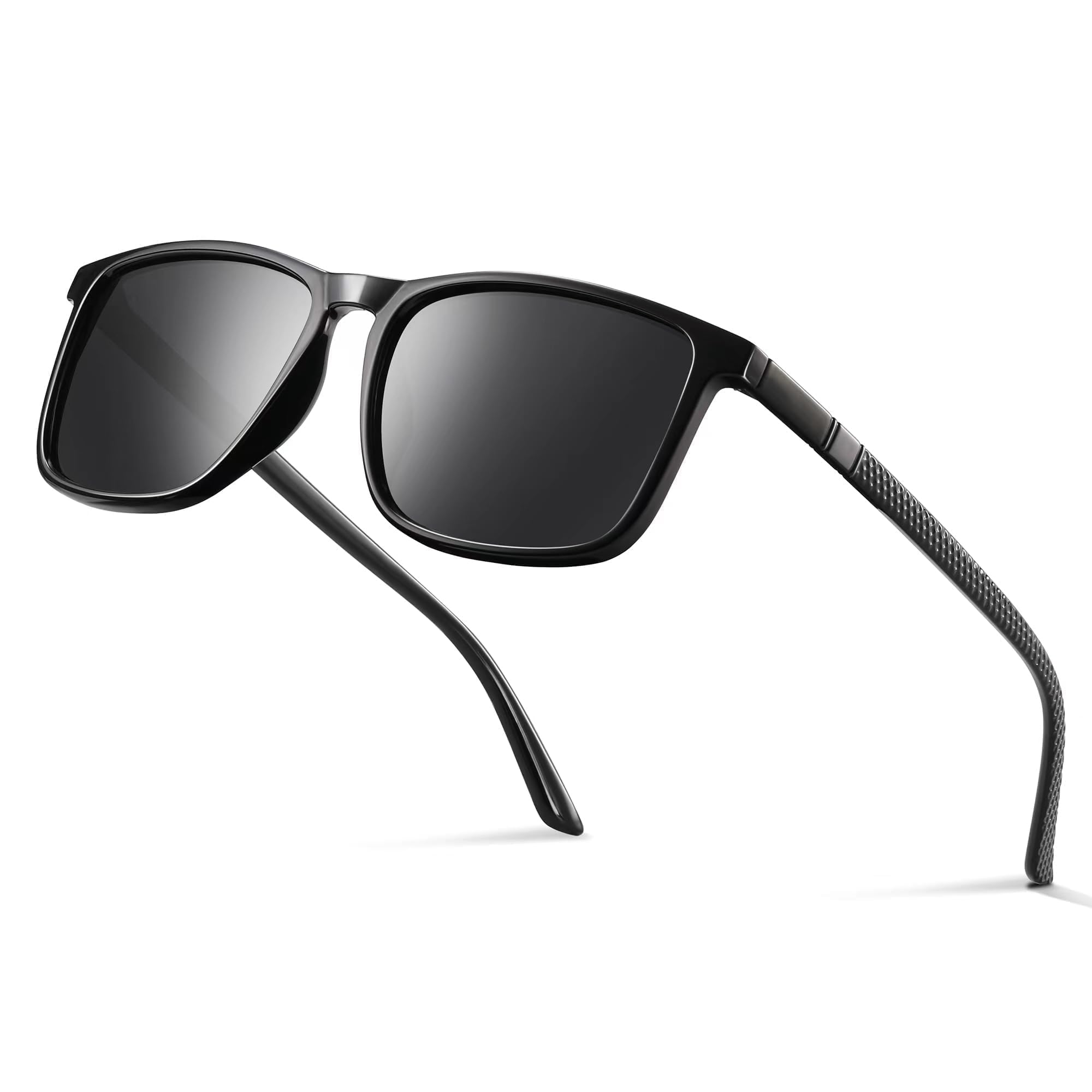 Occhsouo Polarisiert Sonnenbrille Herren - Damen UV400 Schutz Sunglasses Men Women TR90 Ultraleichte Rahmen Schwarz CAT 3 CE Retro Sport Polarisierte Sonnenbrillen für Angeln, Fishing, Fahren, Ski