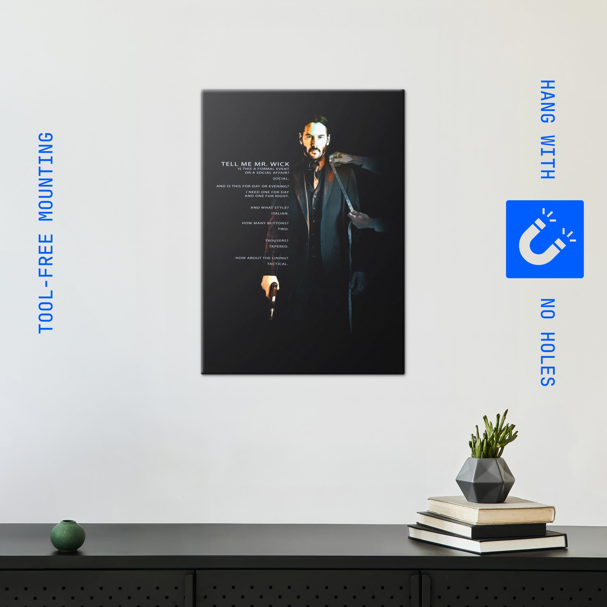 Displate Metal Poster John Wick Tactical Tailoring for Mr. Wick Wandbild M | Magnetische Befestigung Wandposter. Wanddeko, Metall Wandkunst, Wanddekoration im Wohnzimmer in Schlafzimmern & Büros.
