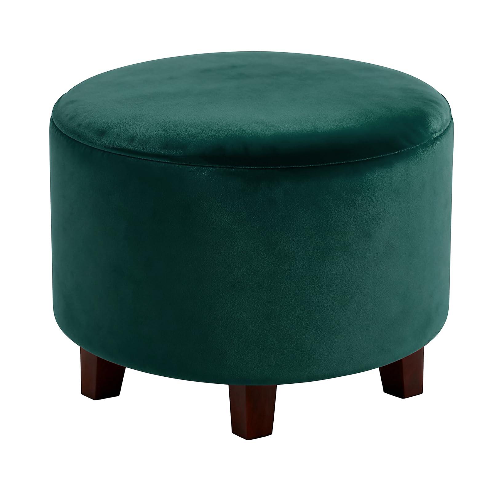 sourcing map Velvet Round Footstool Slipcover, Stretch Foot Stool Protector Covers Plush Furniture Protector Cover with Elastic Bottom for Footstool Living Room Bedroom(X-Large, Dark Green)