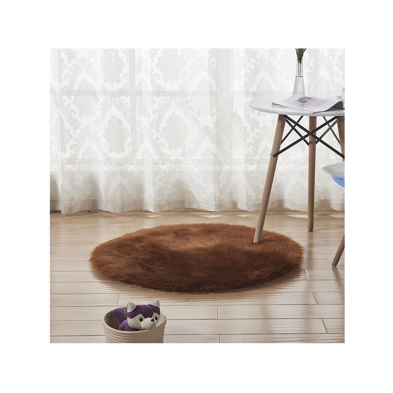Tapis rond en peluche de qualité supérieure à poils épais et denses