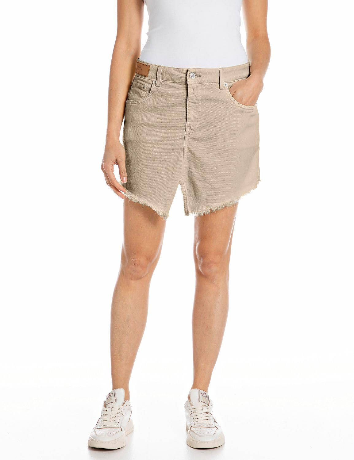 Replay Damen Jeansrock aus Comfort Denim, Sahara 225 (Beige), 27