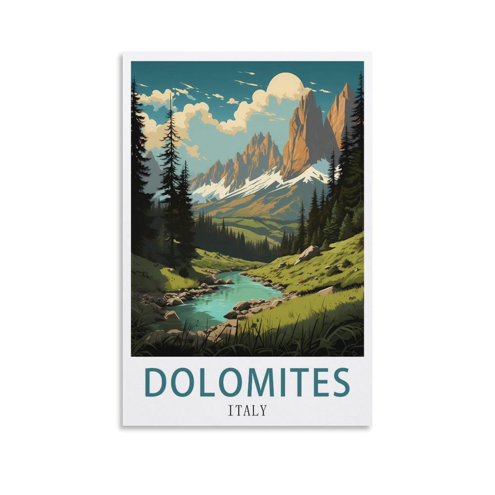 Ynieiluu Unframe-Style Dolomites Italy Vintage Travel Poster 08X12inch(20X30cm) Canvas Art Posters Painting Pictures Wall Art Prints, Wall Decor For Bedroom