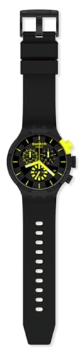 Swatch Big Bold Chrono Unisex Watch Casual Plastic Black Automatic Waterproof Checkpoint Yellow2