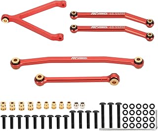 RCAWD Alloy Front Axle Linkage Set w/Upper/Lower Linkage for FMS Fcx24 1-24 Crawlers Upgrade Parts(Red)