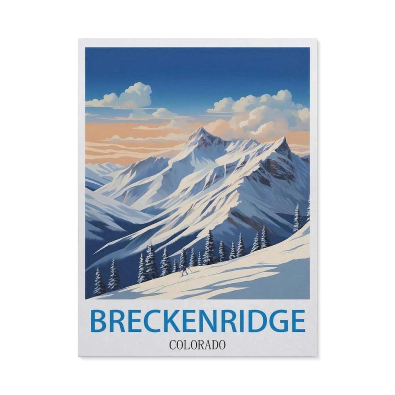 BEAYODKP 5D DIY Diamond Painting kit，Breckenridge Colorado Vintage Travel Posters Ski，Round Resin Diamond Cross Stitch, Home Decoration Gift（30 x 40 cm/11.81 x 15.74 inches）-CK99
