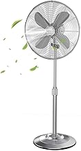 KOTEK 16-Inch Metal Pedestal Fan, Height Adjustable Oscillating Standing Fan w/3 Wind Speeds, 4 Blades, Quiet Electric Stand Fan, Widespread Floor Fan for Home & Office (Silver)