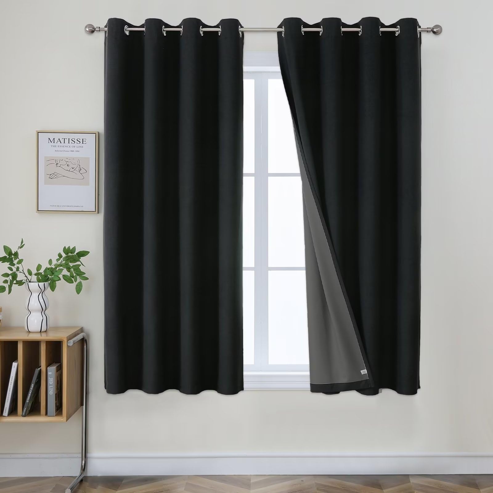 Joydeco Blackout Curtains 63 Inches Long 2 Panels Burg