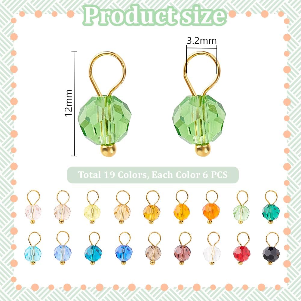PH PandaHall 114pcs Faceted Glass Charms 19 Colors Teardrop Crystal Charms, 12mm Transparent Glass Crystal Pendants with Golden Brass Loops for Necklace Earring Bracelet Jewelry Making - Image 2