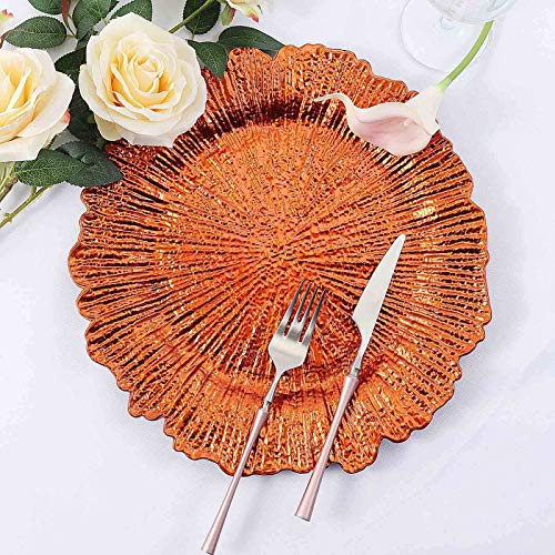 Pack de 6 Platos Cargadores Redondos Naranja 13 pulgadas miniatura 1