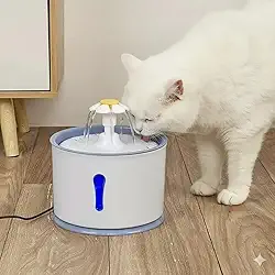 Bebedouro Fonte Elétrico para Pet, 2,4L, com Filtro de Carvão Ativado, LED Indicador, 3 Modos, USB, Material BPA-Free e Aço Inox, 18cm x 13cm