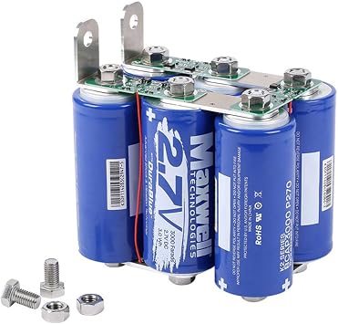 Maxwell 16V 500F Super Capacitor 12V Jump Starter 6000A Car Starter لا توجد بطارية تقليدية، صندوق قفز قوي لجميع السيارات 12V، 6 قطع 2.7V 3000F يعمل في -45F، شحن سريع لمدة دقيقة واحدة للاستخدام الفوري