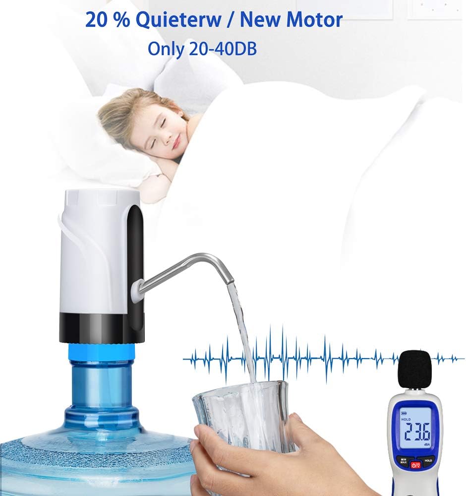 5 Gallon Water Dispenser,built-in 2000 mAh Bottle Water Pump with colored LED lights,is suitable for 48mm and 55mm water bottles,which can be used for office,kitchen,outdoor activities like picnicking