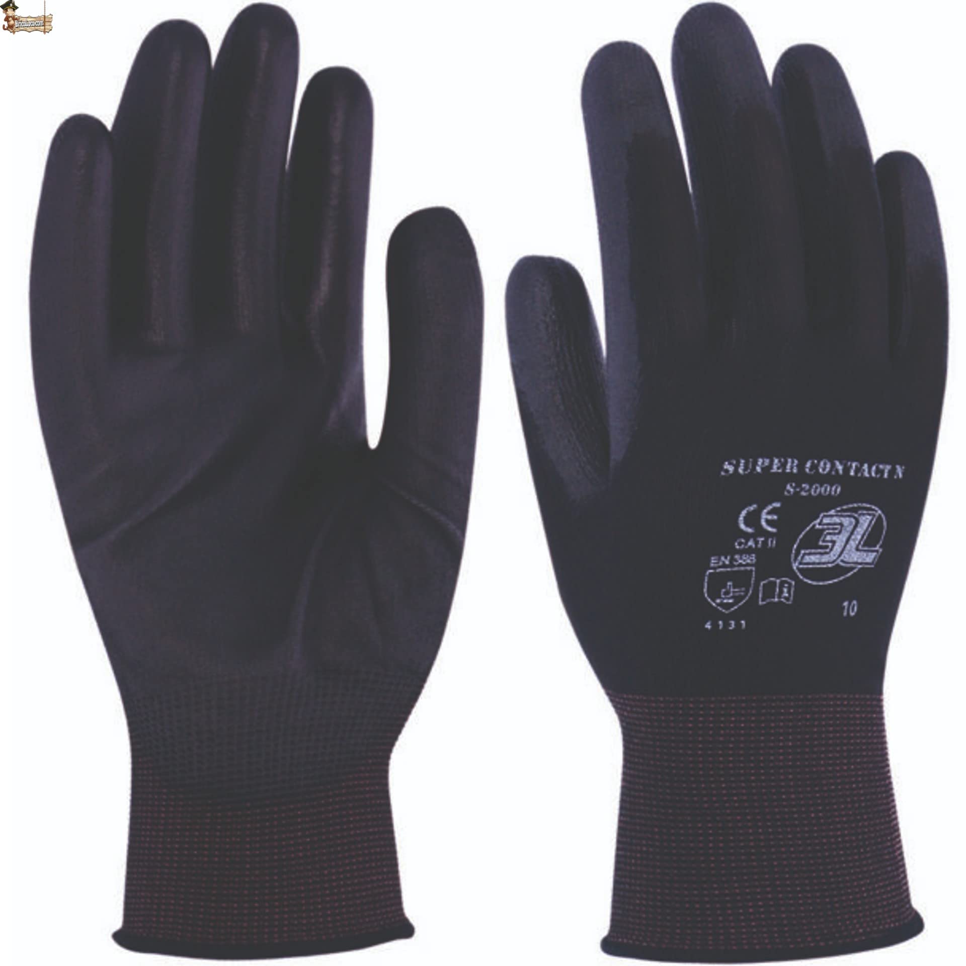 BricoLoco.com Guantes protección trabajo recubierto poliuretano. 120 PARES. Mecánico, albañilería, jardinería, agricultura, precisión. Dorso nylon transpirable. Sin costuras. (120, Talla 8)