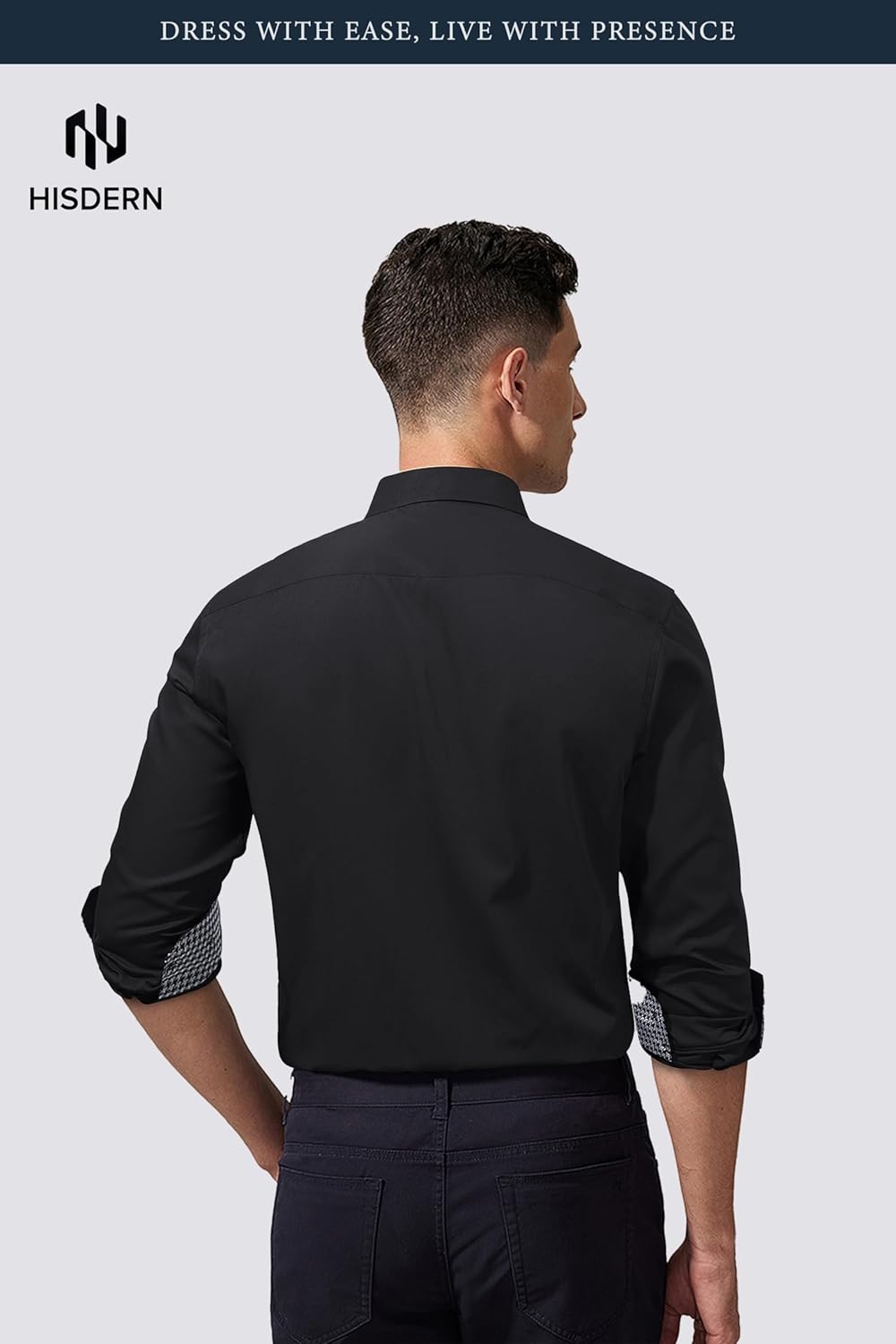 HISDERN Mens Dress Shirts Long Sleeve Button Down Casual Shirts for Men Inner Contrast Formal Business Tuxedo Wedding Shirt - Image 5